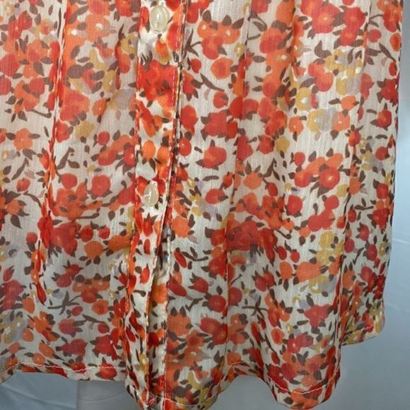 Like New Womens Autumnal Falling of the Leaves Balloon Sleeves Blouse Top - Picture 6 of 13